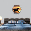 horse in sunset hexagonal canvas wall art