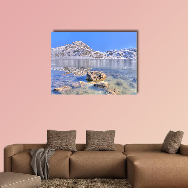 Snow in Lake Ercina, Asturias, Spain Multi panel canvas wall art