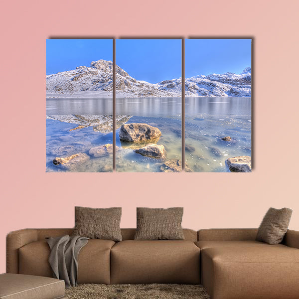 Snow in Lake Ercina, Asturias, Spain Multi panel canvas wall art