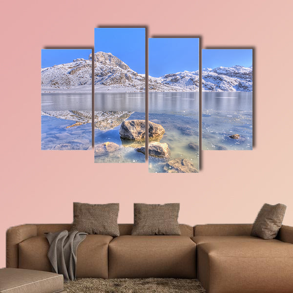 Snow in Lake Ercina, Asturias, Spain Multi panel canvas wall art