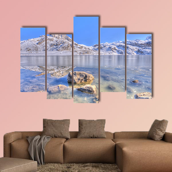 Snow in Lake Ercina, Asturias, Spain Multi panel canvas wall art