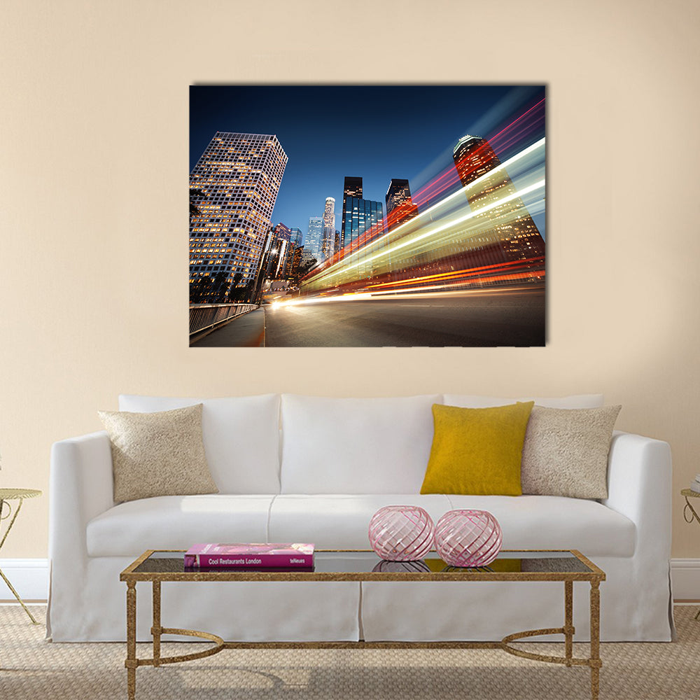 Los Angeles at night Multi Panel Canvas Wall Art