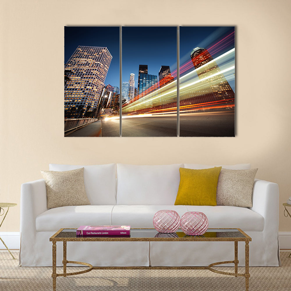 Los Angeles at night Multi Panel Canvas Wall Art