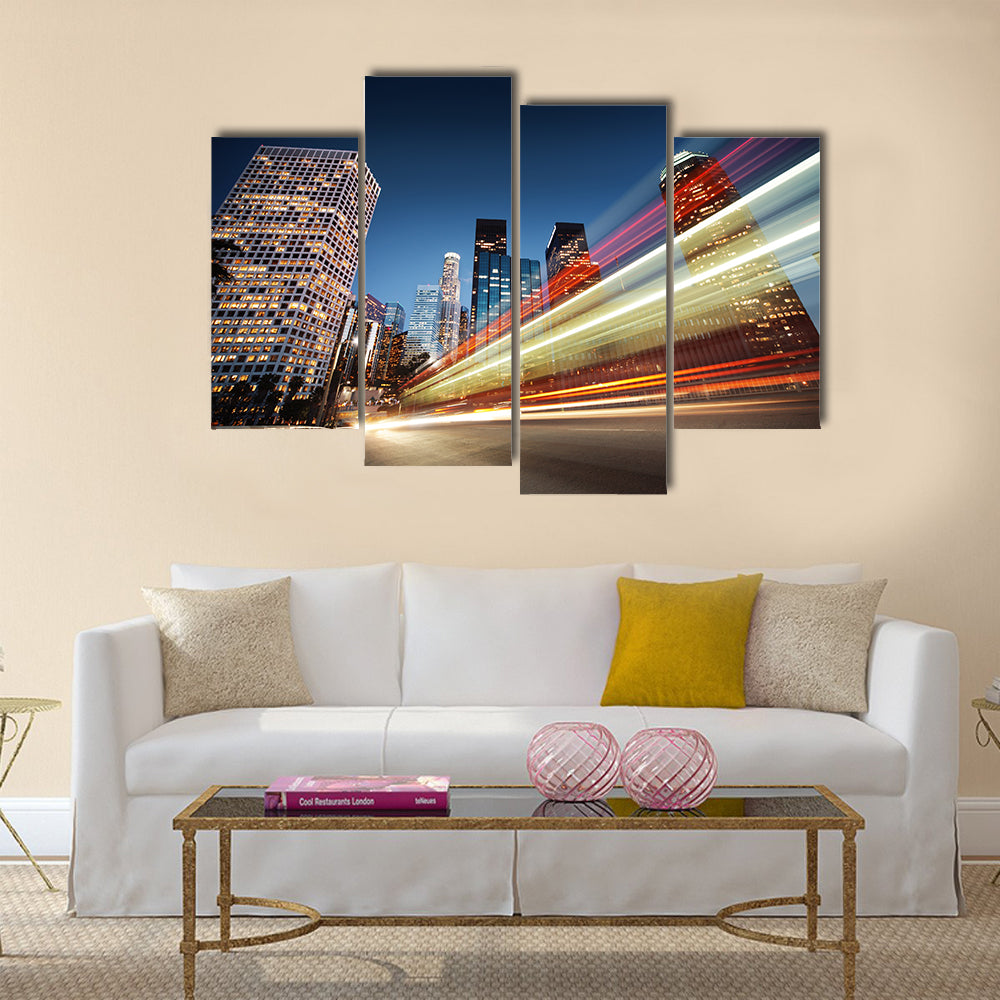 Los Angeles at night Multi Panel Canvas Wall Art