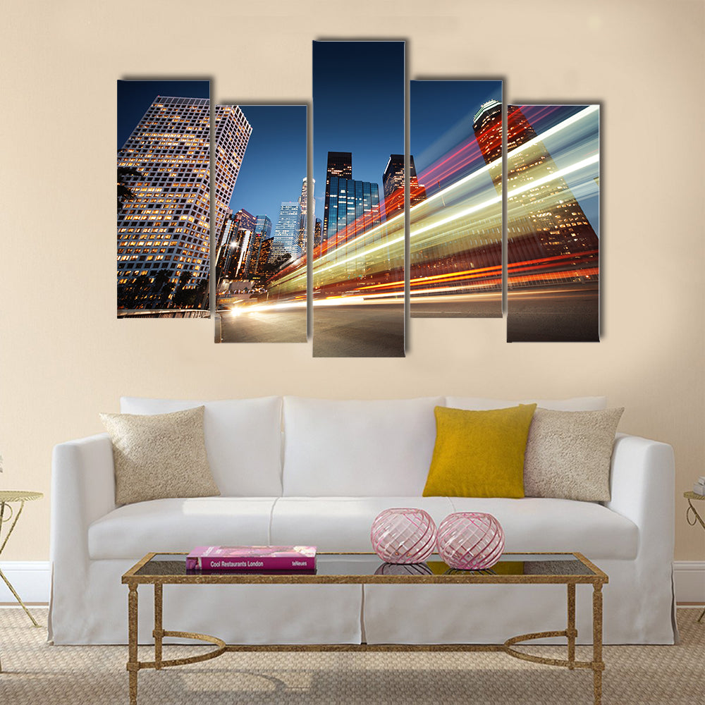 Los Angeles at night Multi Panel Canvas Wall Art