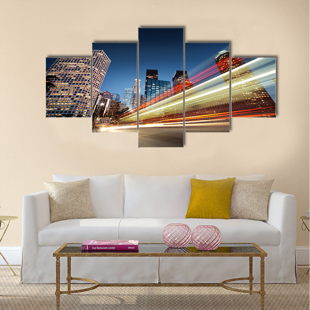 Los Angeles at night Multi Panel Canvas Wall Art