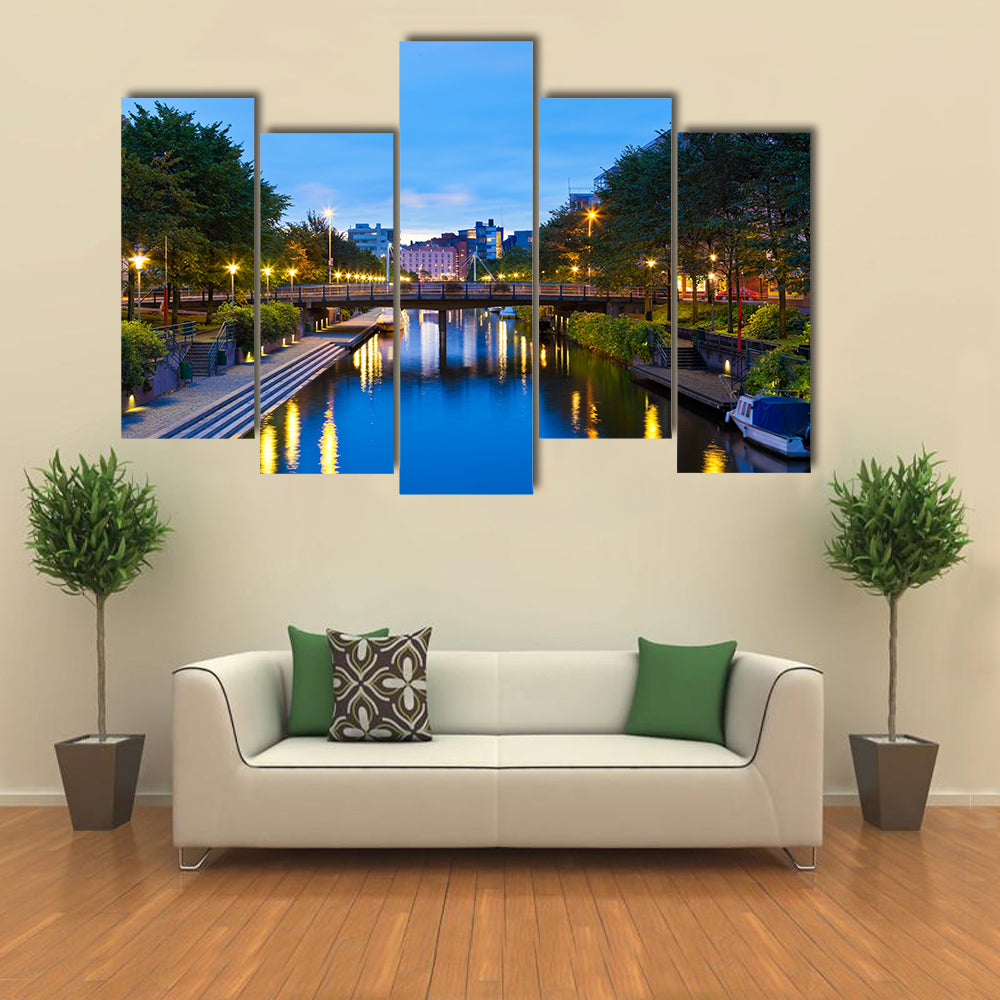 sea canal in Ruoholahti district in Helsinki, Finland multi panel canvas wall art