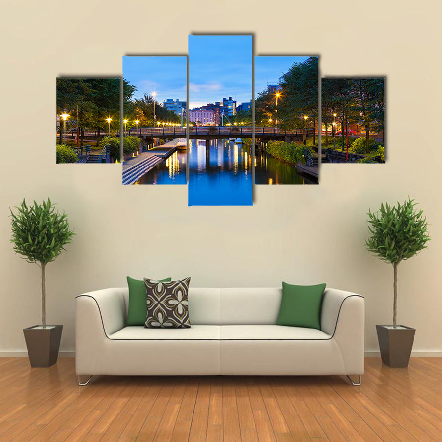 sea canal in Ruoholahti district in Helsinki, Finland multi panel canvas wall art