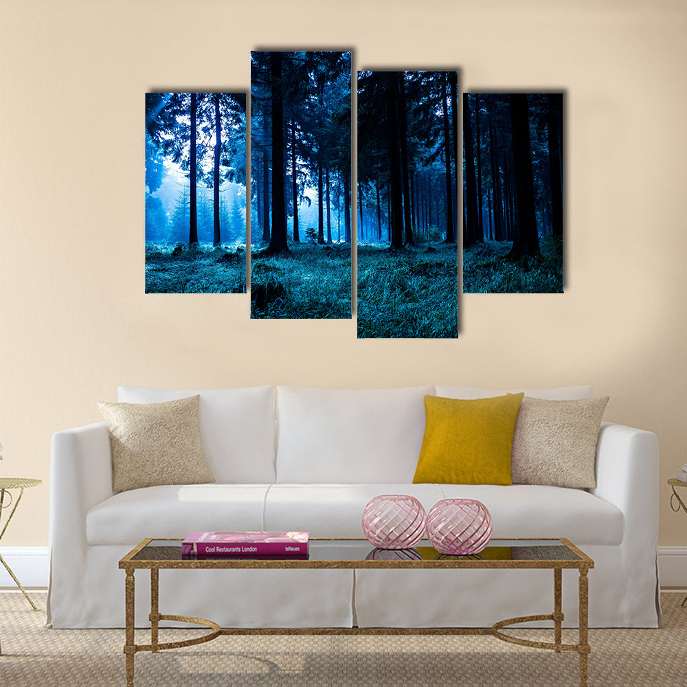 Night scene of autumn forest in Thuringia, Germany multi panel canvas wall art