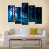 Night scene of autumn forest in Thuringia, Germany multi panel canvas wall art