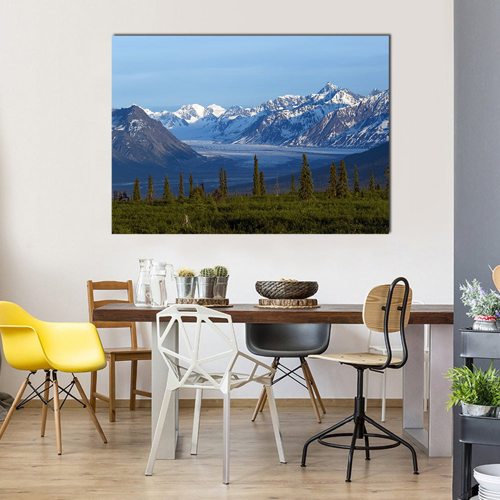 An Afternoon In Alaska Showing The Glacier Valley And Mountain Range, Multi Panel Canvas Wall Art