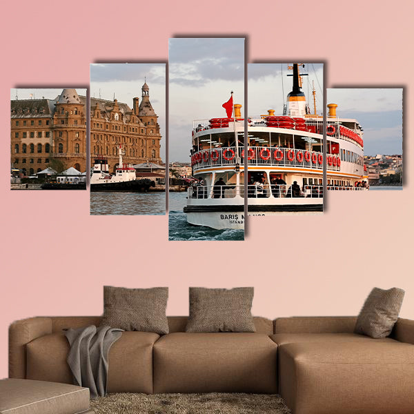 Ferry BARIS MANCO sails in to Haydarpasa multi panel canvas wall art