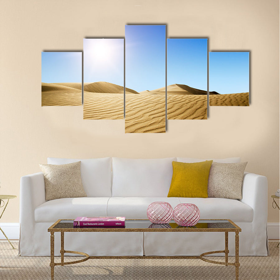 Gold desert into the sunset Canary Islands Multi panel canvas wall art