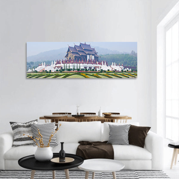 Thai style building in royal flora expo,Chiang mai, Thailand panoramic canvas wall art