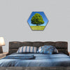 single tree at spring hexagonal canvas wall art