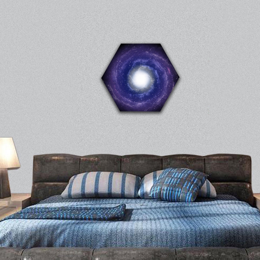 Spiral galaxy hexagonal canvas wall art