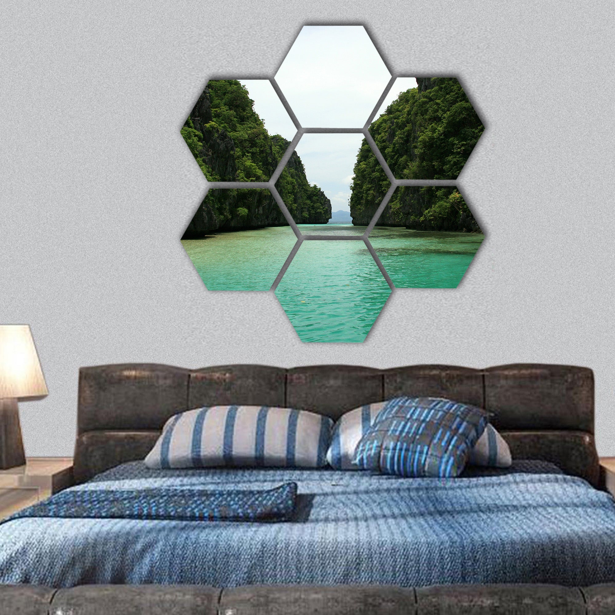 The area of El Nido on Palawan Island in Philippines hexagonal canvas wall art