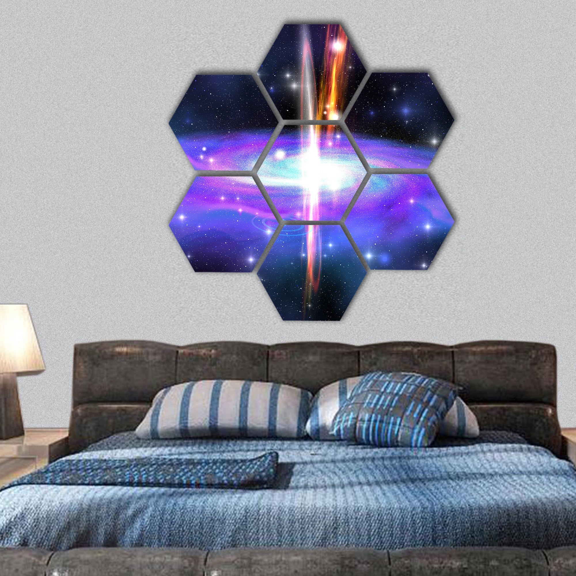 Stellar Black Hole hexagonal canvas wall art