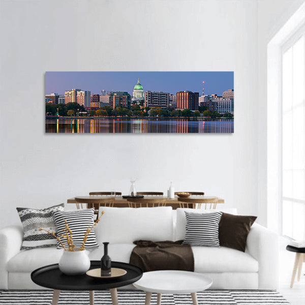 Madison Panoramic image of Madison (Wisconsin) at twilight panoramic canvas wall art