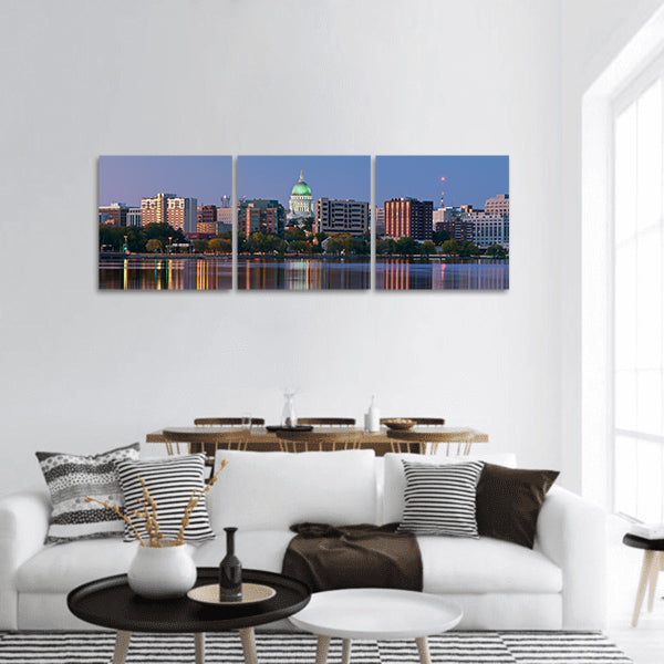 Madison Panoramic image of Madison (Wisconsin) at twilight panoramic canvas wall art
