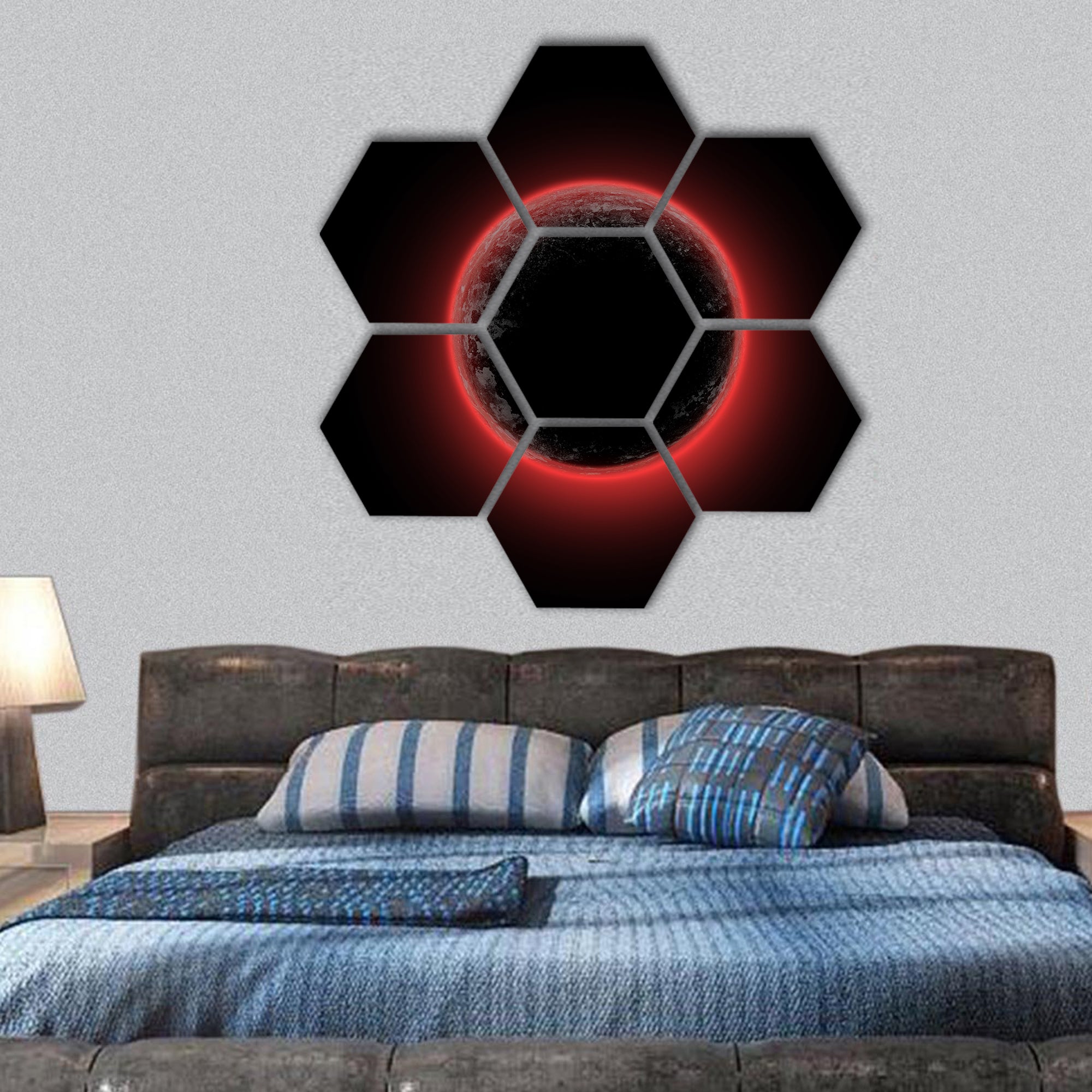 Red planet hexagonal canvas wall art