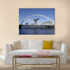 River Clyde in Glasgow with bridge, crane and modern buildings, Multi Panel Canvas Wall Art