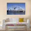 River Clyde in Glasgow with bridge, crane and modern buildings, Multi Panel Canvas Wall Art