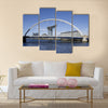 River Clyde in Glasgow with bridge, crane and modern buildings, Multi Panel Canvas Wall Art