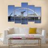 River Clyde in Glasgow with bridge, crane and modern buildings, Multi Panel Canvas Wall Art