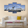 River Clyde in Glasgow with bridge, crane and modern buildings, Multi Panel Canvas Wall Art