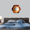 Volleyball ball in fire made in 3D hexagonal canvas wall art