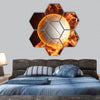 Volleyball ball in fire made in 3D hexagonal canvas wall art