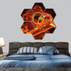 Baseball in fire made in 3D hexagonal canvas wall art