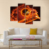 Baseball in fire made in 3D Multi panel canvas wall art