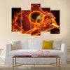 Baseball in fire made in 3D Multi panel canvas wall art