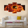 Baseball in fire made in 3D Multi panel canvas wall art