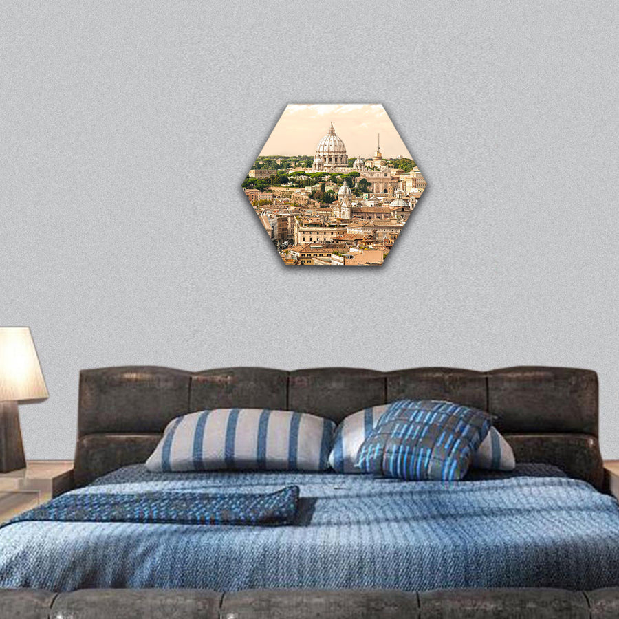 View of San Peter basilica, Rome, Italy hexagonal canvas wall art