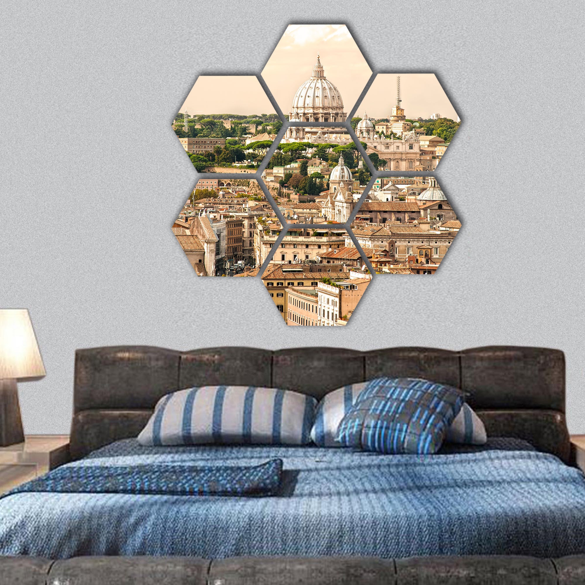 View of San Peter basilica, Rome, Italy hexagonal canvas wall art