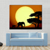 Elephants at sunset Multi panel canvas wall art