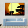 Elephants at sunset Multi panel canvas wall art