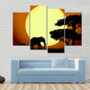 Elephants at sunset Multi panel canvas wall art