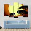 Elephants at sunset Multi panel canvas wall art