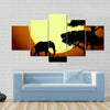 Elephants at sunset Multi panel canvas wall art