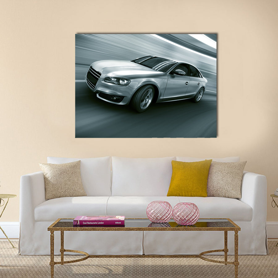 3d rendering of a brandless generic car of my own design in a tunnel Multi panel canvas wall art