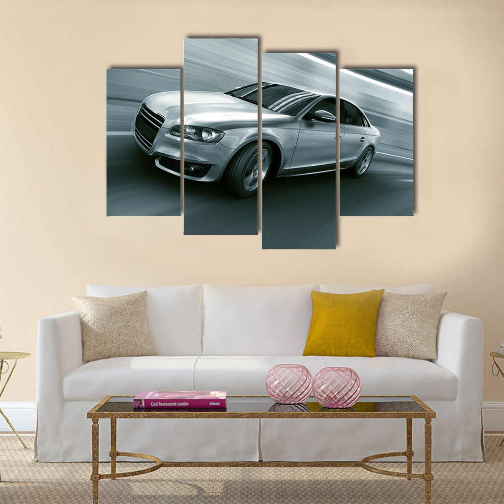 3d rendering of a brandless generic car of my own design in a tunnel Multi panel canvas wall art