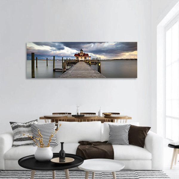 Roanoke Marshes Lighthouse Manteo North Carolina Harbor Outer Banks NC Coastal Historic Island panoramic canvas wall art