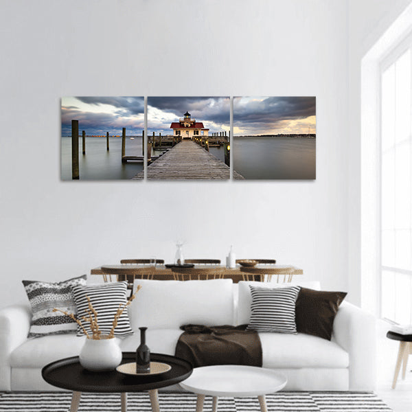 Roanoke Marshes Lighthouse Manteo North Carolina Harbor Outer Banks NC Coastal Historic Island panoramic canvas wall art