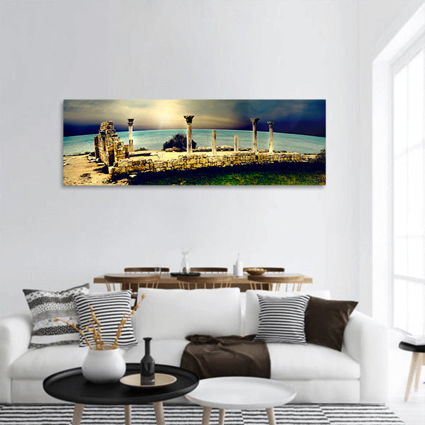 Ancient Greek city of ruins panoramic canvas wall art