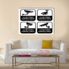 CCTV labels, set symbol security camera pictogram Multi panel canvas wall art