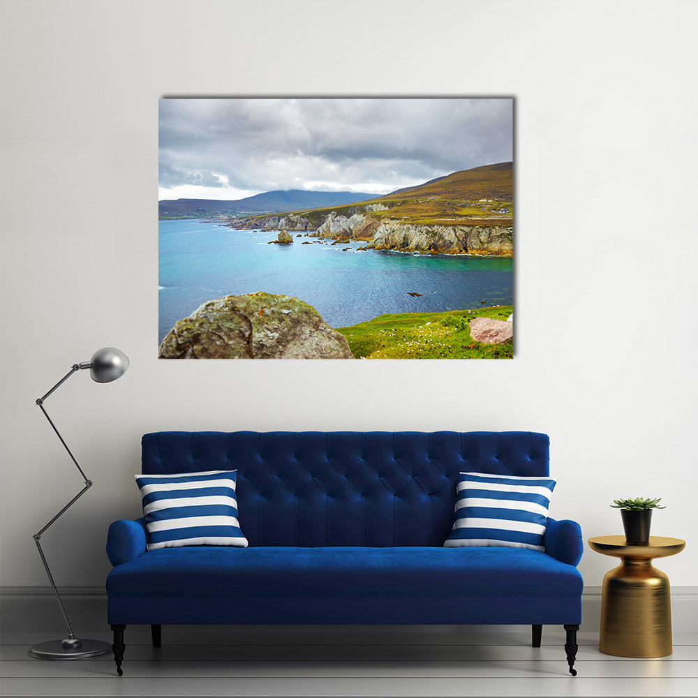 Overcast landscape of the coast at Achill Island, county Mayo, Ireland Multi Panel Canvas Wall Art